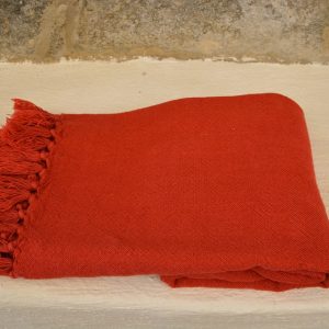 Röd linne bomulls pläd